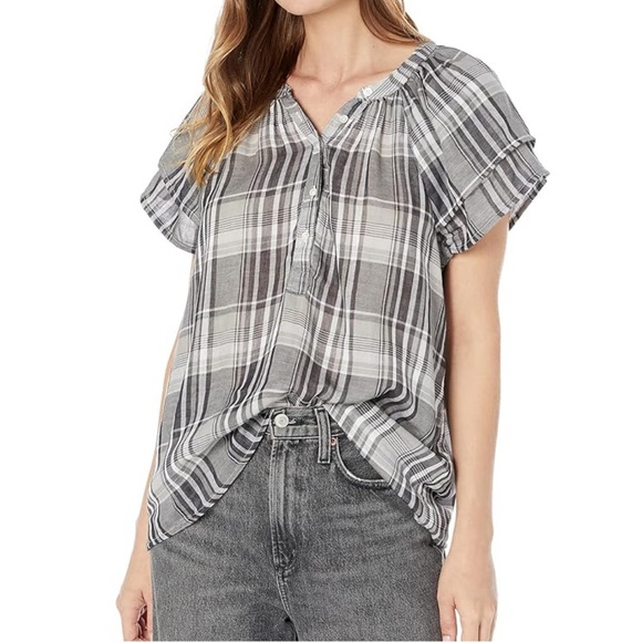 dylan Tops - Dylan Plaid black and grey loose fitting top